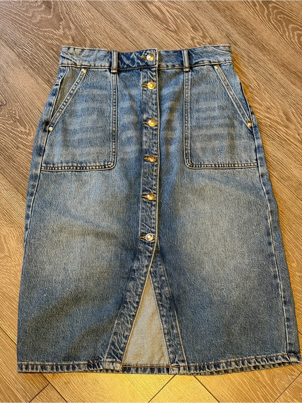 Michael Kors Denim Button-Front Women's Midi Skirt Size 6